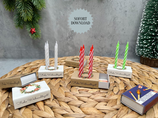 Streichholzschachtel-Adventskranz, kleine Aufmerksamkeit zur Adventszeit, Druckvorlage, PDF-Datei