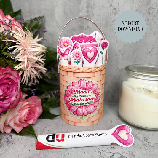 Muttertagsgeschenk, Duplo-Banderole, kleine Aufmerksamkeit, Druckvorlage, Sofort-Download,  Last-Minute-Geschenk, PDF-Datei