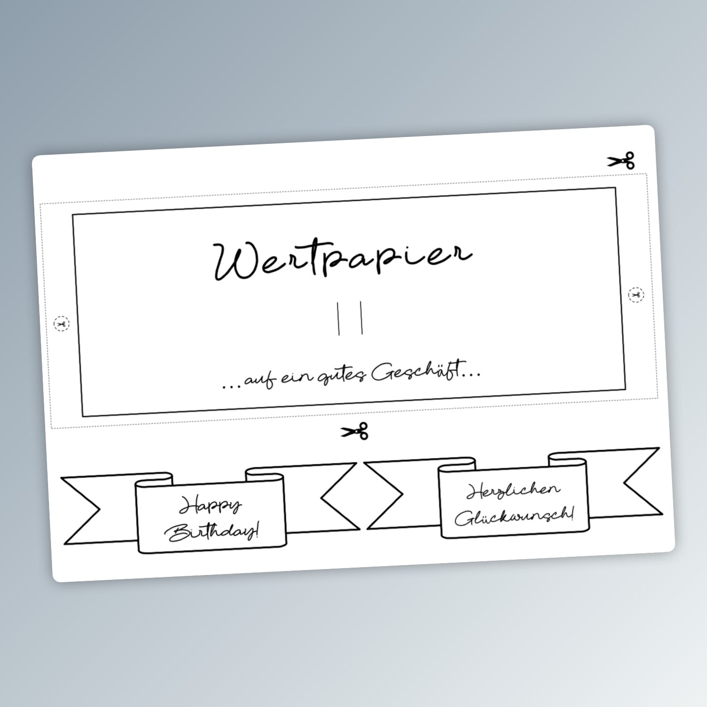 Geldgeschenk Geburtstag, Wertpapier, Druckvorlage, Geschenk, Sofort-Download, Last-Minute-Geschenk, PDF