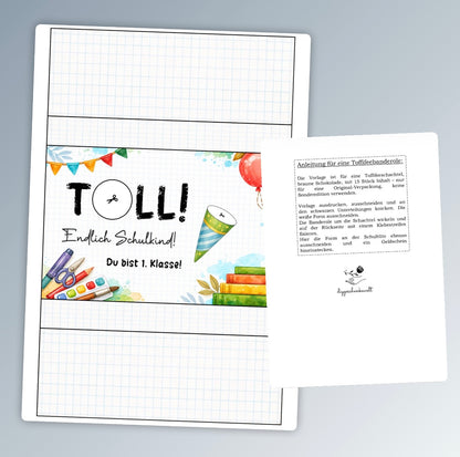 Geldgeschenk zur Einschulung, Toffifee-Banderole, kleine Aufmerksamkeit, Druckvorlage, Sofort-Download,  Last-Minute-Geschenk, PDF-Datei