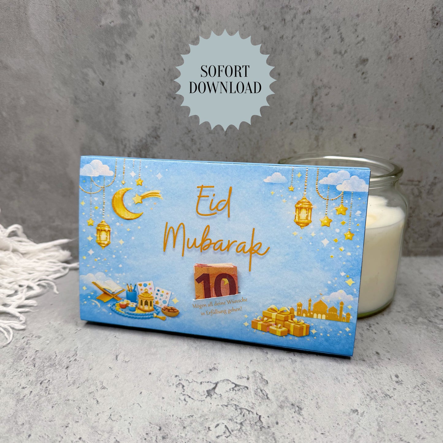 Geschenk zum Zuckerfest, Eid Mubarak, Toffifee-Banderole, Druckvorlage, Sofort-Download,  Last-Minute-Geschenk, PDF-Datei