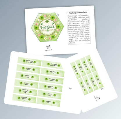Glücksgeschenk, Küsschen-Banderole, kleine Aufmerksamkeit, Druckvorlage, Sofort-Download, Last-Minute-Geschenk, PDF-Datei