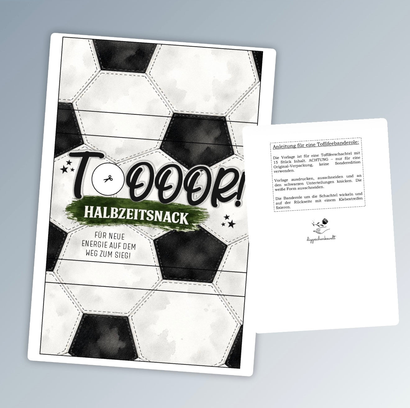 Fußballgeschenk, Toffifee-Banderole, kleine Aufmerksamkeit, Druckvorlage, Sofort-Download,  Last-Minute-Geschenk, PDF-Datei