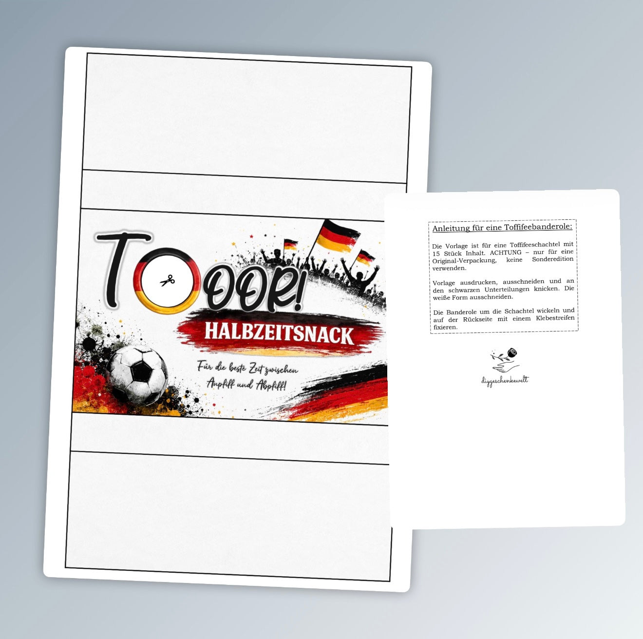Fußballgeschenk, Toffifee-Banderole, kleine Aufmerksamkeit, Druckvorlage, Sofort-Download,  Last-Minute-Geschenk, PDF-Datei