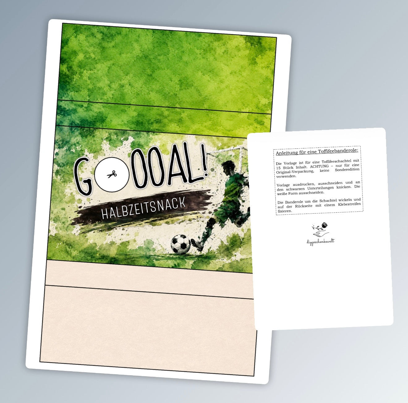 Fußballgeschenk, Toffifee-Banderole, kleine Aufmerksamkeit, Druckvorlage, Sofort-Download,  Last-Minute-Geschenk, PDF-Datei
