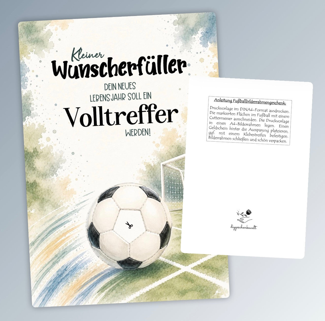 Fußballgeschenk, Bilderrahmengeschenk, Geldgeschenk, kleine Aufmerksamkeit, Druckvorlage, Sofort-Download,  Last-Minute-Geschenk, PDF-Datei