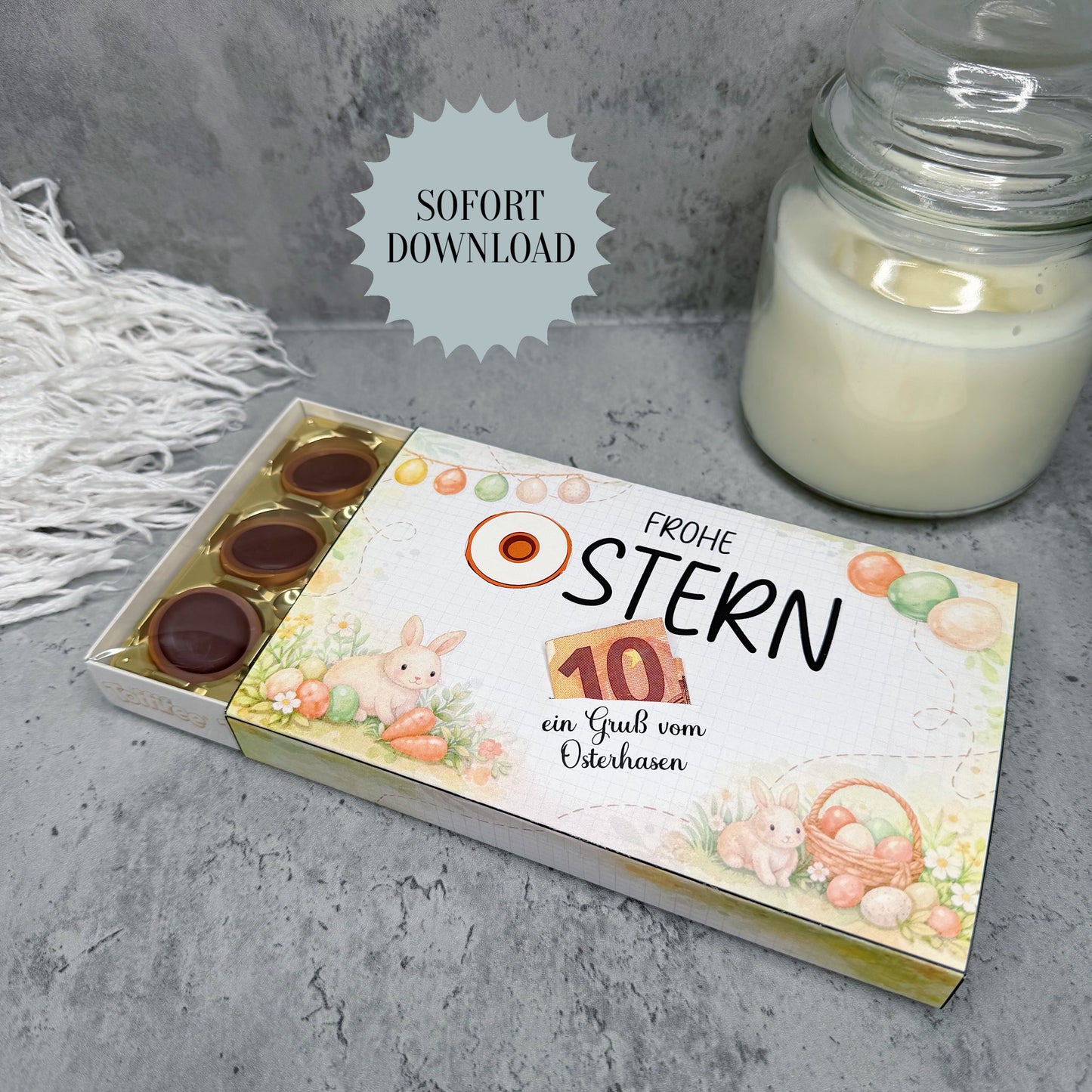 Geschenk zu Ostern, Toffifee-Banderole, Geldgeschenk, kleine Aufmerksamkeit, Druckvorlage, Sofort-Download,  Last-Minute-Geschenk, PDF-Datei