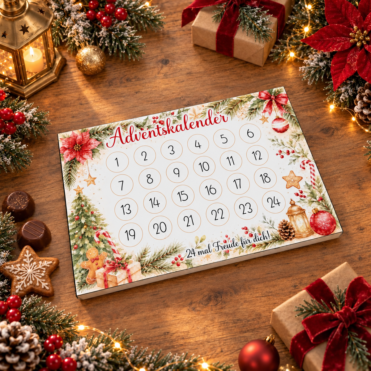 Adventskalender, Toffifee-Banderole, Weihnachtsgeschenk, kleine Aufmerksamkeit, Druckvorlage, PDF-Datei