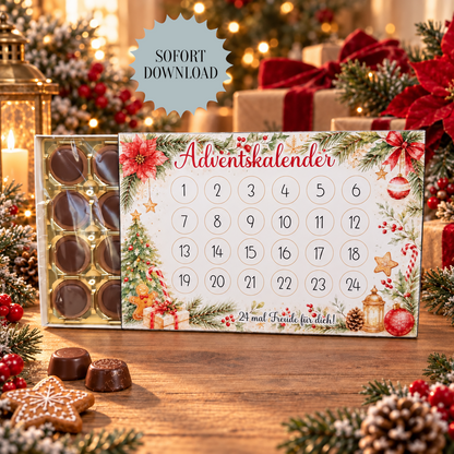 Adventskalender, Toffifee-Banderole, Weihnachtsgeschenk, kleine Aufmerksamkeit, Druckvorlage, PDF-Datei