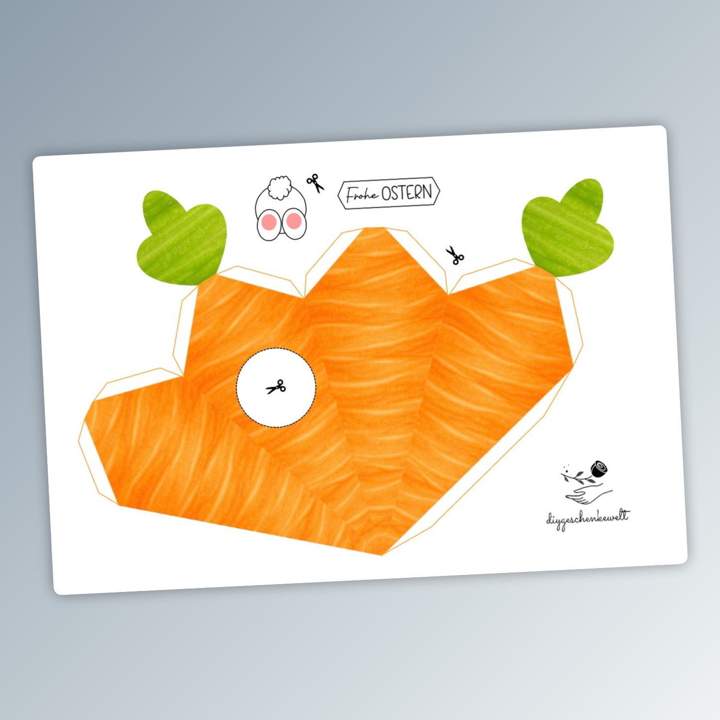 Geschenk zu Ostern, Karotten-Geschenkbox, kleine Aufmerksamkeit, Druckvorlage, Sofort-Download,  Last-Minute-Geschenk, PDF-Datei