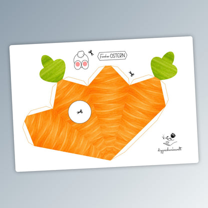 Geschenk zu Ostern, Karotten-Geschenkbox, kleine Aufmerksamkeit, Druckvorlage, Sofort-Download,  Last-Minute-Geschenk, PDF-Datei