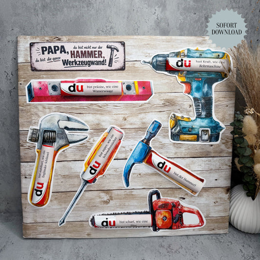 Vatertagsgeschenk, Werkzeugwand, Duplo-Geschenk, kleine Aufmerksamkeit, Druckvorlage, Sofort-Download,  Last-Minute-Geschenk, PDF-Datei