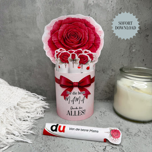Muttertagsgeschenk, Duplo-Banderole, kleine Aufmerksamkeit, Druckvorlage, Sofort-Download,  Last-Minute-Geschenk, PDF-Datei