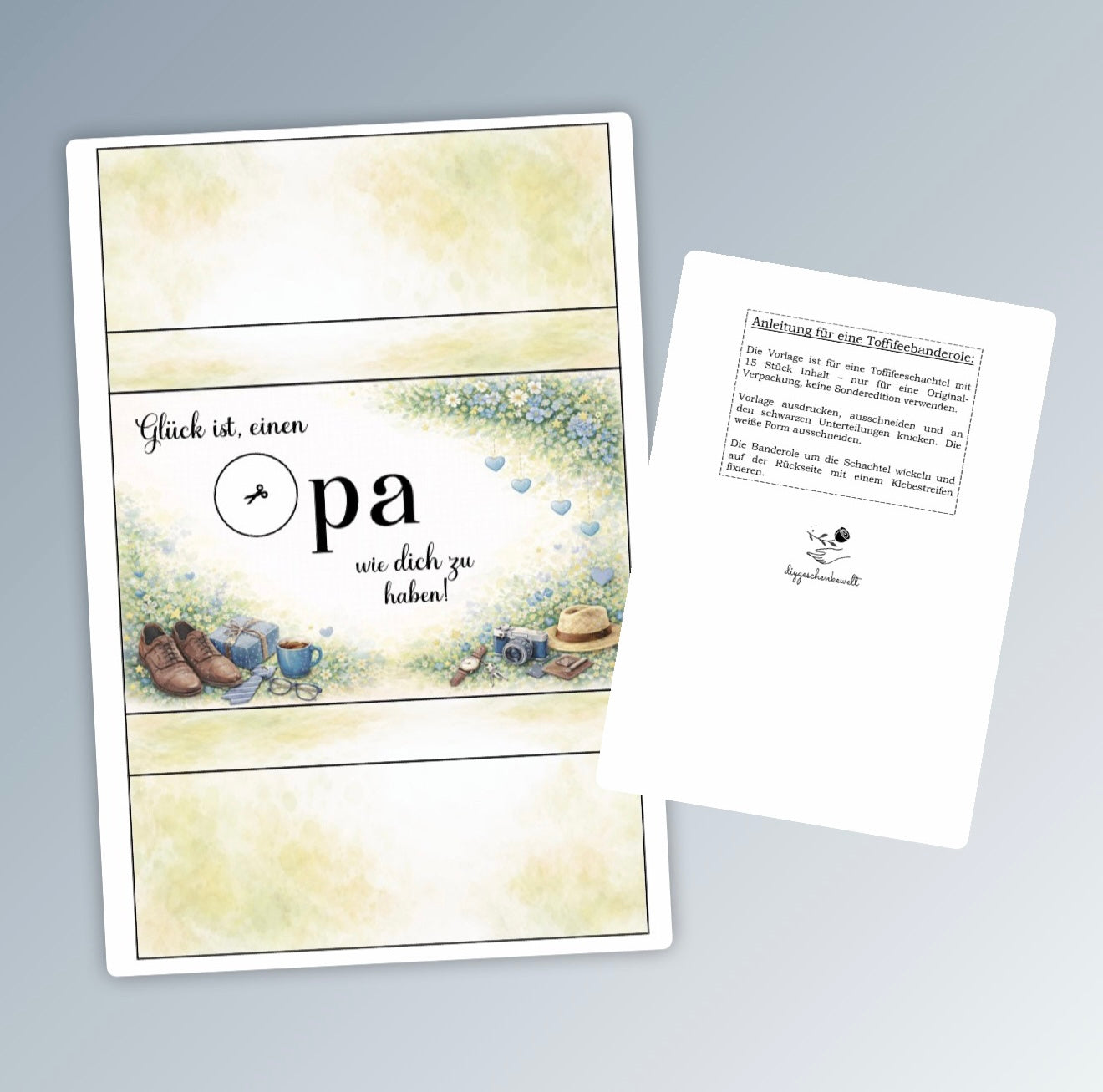 Geschenk für den Opa, Toffifee-Banderole, kleine Aufmerksamkeit, Druckvorlage, Sofort-Download,  Last-Minute-Geschenk, PDF-Datei
