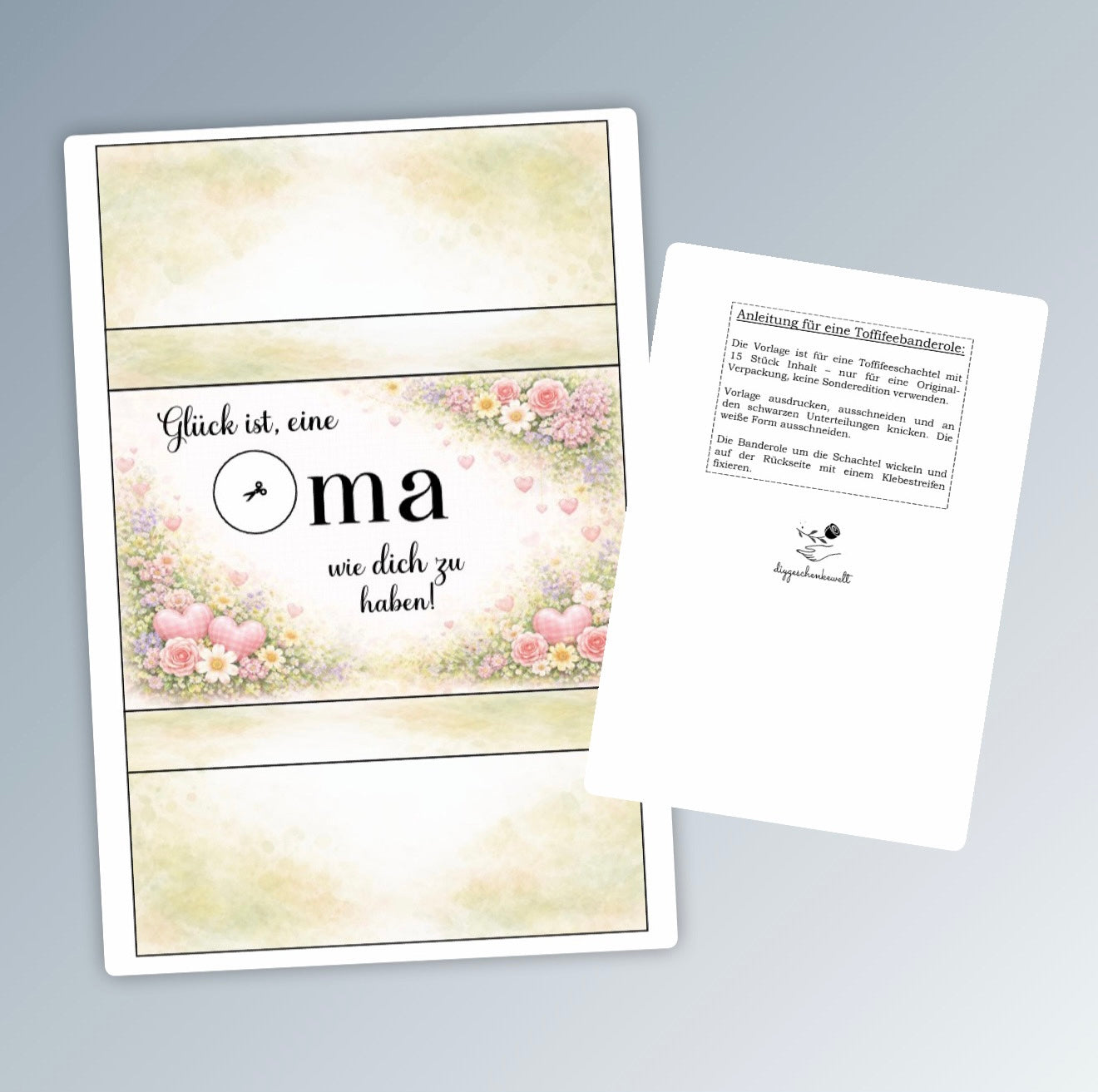 Geschenk für die Oma, Toffifee-Banderole, kleine Aufmerksamkeit, Druckvorlage, Sofort-Download,  Last-Minute-Geschenk, PDF-Datei