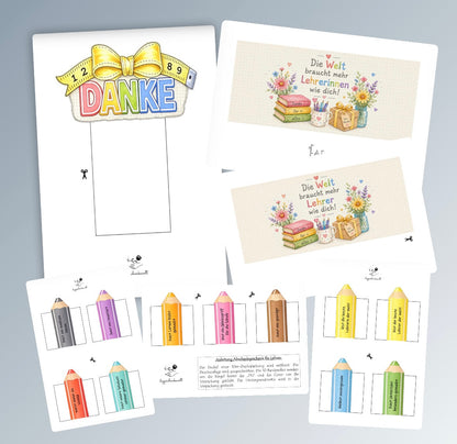Abschiedsgeschenk für Lehrer/innen, "Du"-Version, Duplo-Banderole, kleine Aufmerksamkeit, Druckvorlage, Sofort-Download,  Last-Minute-Geschenk, PDF-Datei