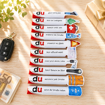 Geschenk zum bestandenen Führerschein, Duplo-Banderole, kleine Aufmerksamkeit, Druckvorlage, Sofort-Download, Last-Minute-Geschenk, PDF-Datei
