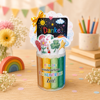 Abschiedsgeschenk für Erzieher/innen, Duplo-Banderole, kleine Aufmerksamkeit, Druckvorlage, Sofort-Download, Last-Minute-Geschenk, PDF-Datei
