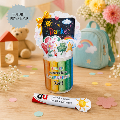 Abschiedsgeschenk für Erzieher/innen, Duplo-Banderole, kleine Aufmerksamkeit, Druckvorlage, Sofort-Download, Last-Minute-Geschenk, PDF-Datei
