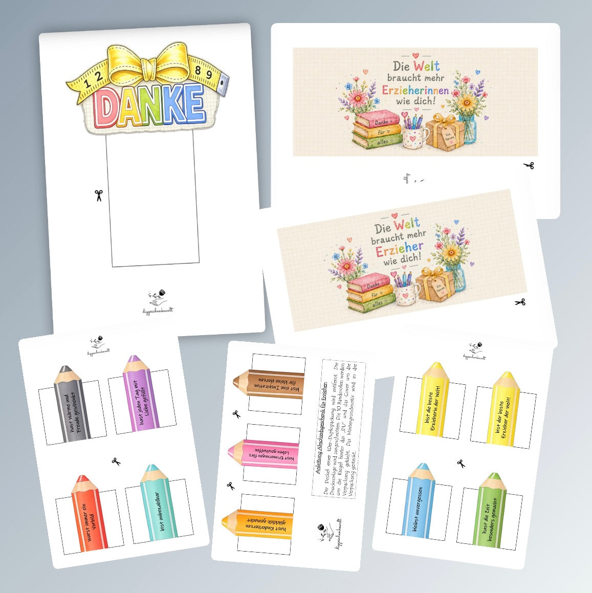 Abschiedsgeschenk für Erzieher/innen, Duplo-Banderole, weibliche und männliche Variante, kleine Aufmerksamkeit, Druckvorlage, Sofort-Download, Last-Minute-Geschenk, PDF-Datei