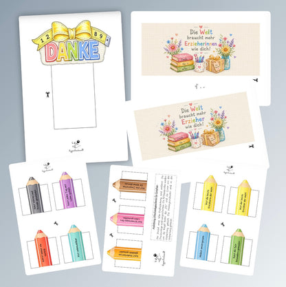 Abschiedsgeschenk für Erzieher/innen, Duplo-Banderole, weibliche und männliche Variante, kleine Aufmerksamkeit, Druckvorlage, Sofort-Download, Last-Minute-Geschenk, PDF-Datei