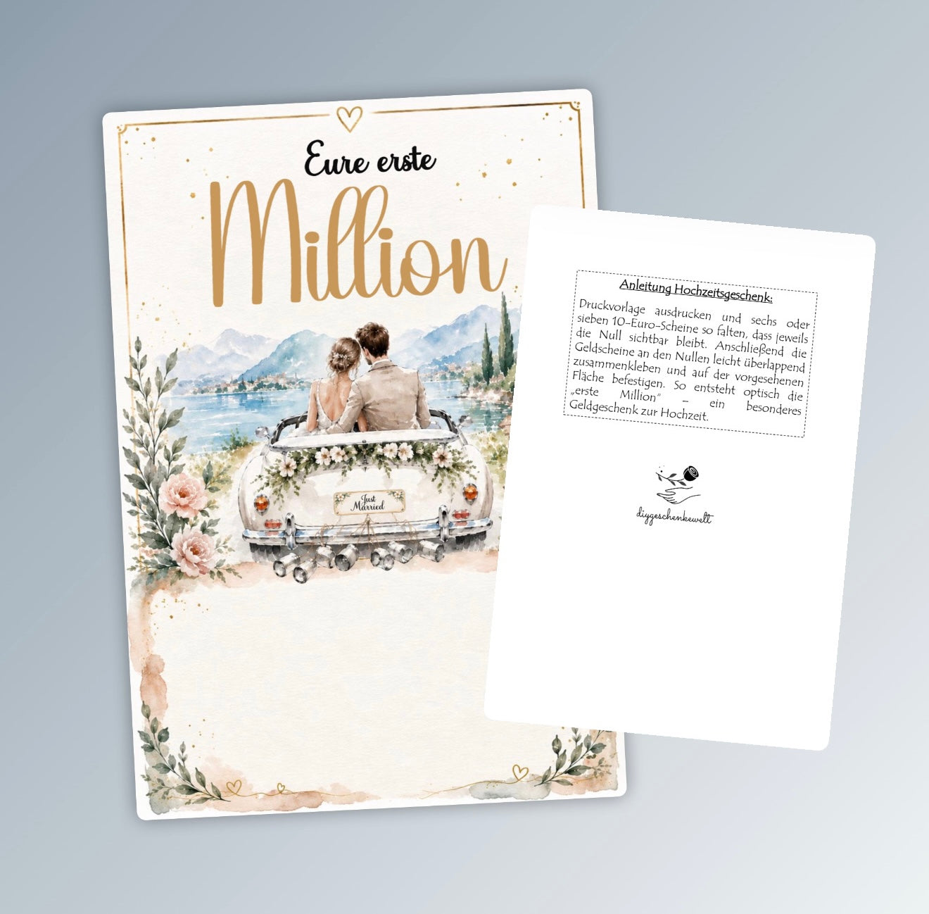 Hochzeitsgeschenk, Bilderrahmengeschenk, Geldgeschenk, kleine Aufmerksamkeit, Druckvorlage, Sofort-Download,  Last-Minute-Geschenk, PDF-Datei