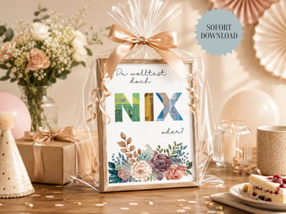 Geldgeschenk Nix, kein Wunsch, Druckvorlage, Geburtstag, Geschenk, Sofort Download, Last-Minute-Geschenk, PDF-Datei