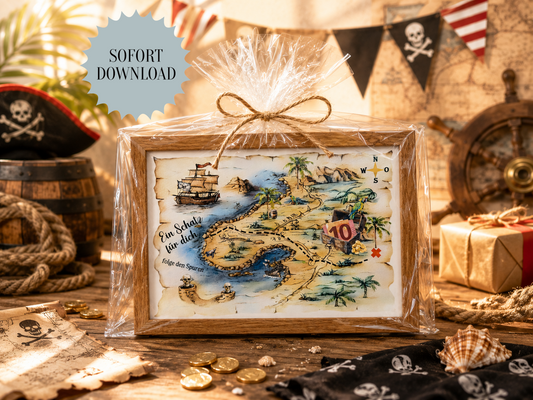 Geschenk für einen "Piraten", Geburtstagsgeschenk, Last-Minute, Geldgeschenk, Druckvorlage, PDF-Datei