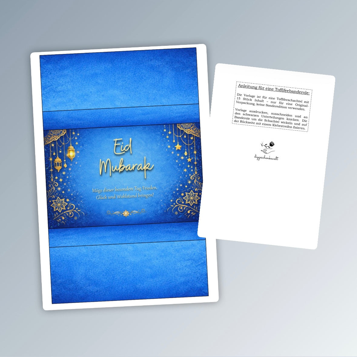 Geschenk zum Zuckerfest, Eid Mubarak, Toffifee-Banderole, Druckvorlage, Sofort-Download,  Last-Minute-Geschenk, PDF-Datei