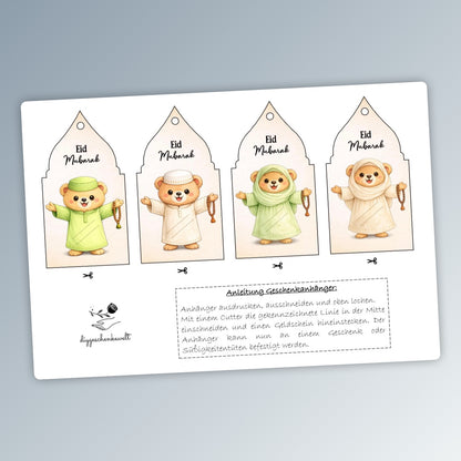 Geschenk zum Zuckerfest, Eid Mubarak, Geschenkanhänger, Druckvorlage, Sofort-Download,  Last-Minute-Geschenk, PDF-Datei