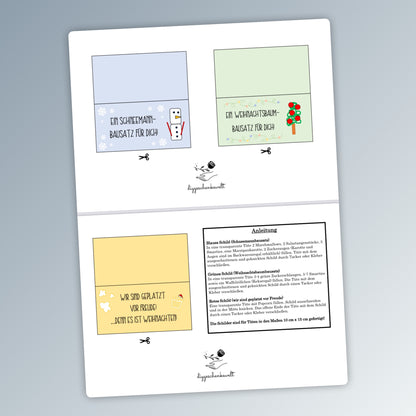 Weihnachten Tüten, Bausätze, Schneemann, Weihnachtsbaum, Popcorn, kleine Aufmerksamkeit, Druckvorlage, PDF-Datei