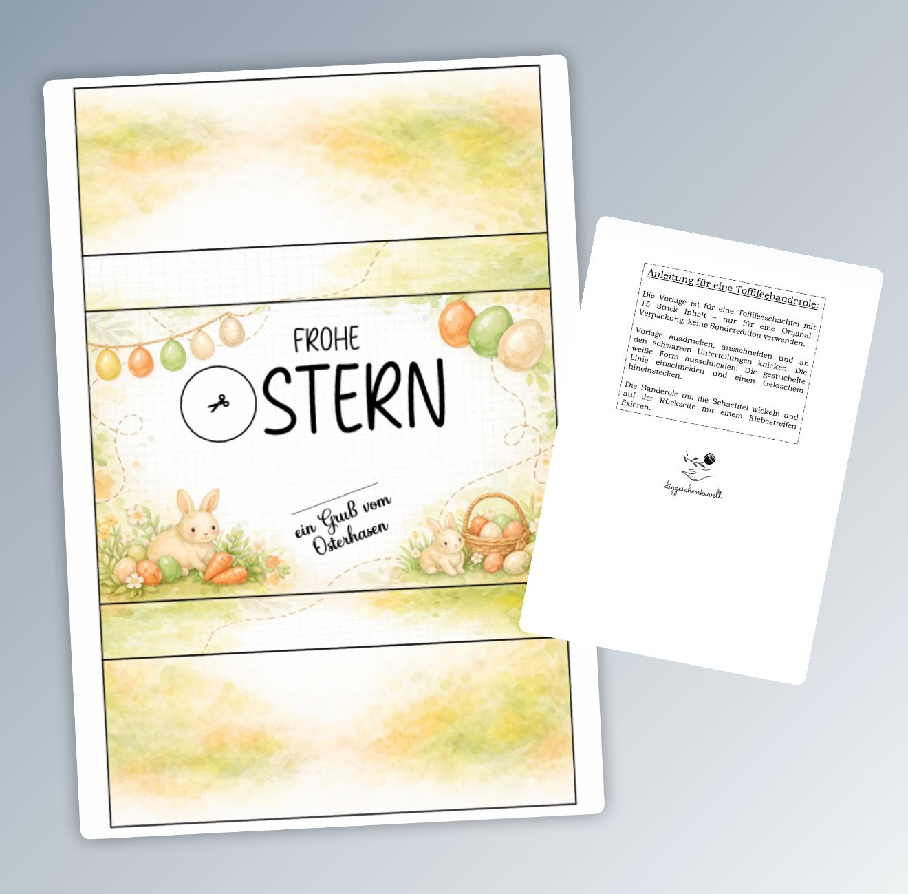 Geschenk zu Ostern, Toffifee-Banderole, Geldgeschenk, kleine Aufmerksamkeit, Druckvorlage, Sofort-Download,  Last-Minute-Geschenk, PDF-Datei