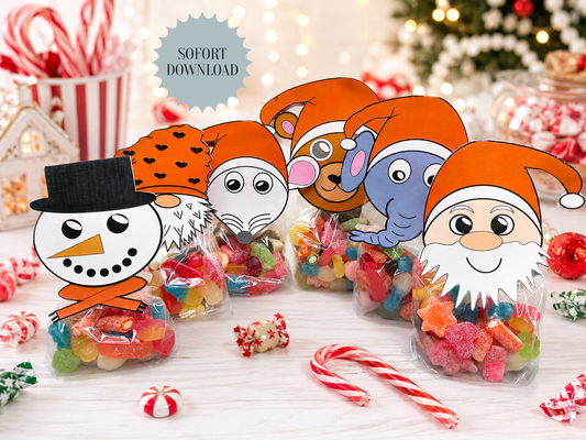 Süßigkeitentüte Weihnachten, Druckvorlage, Geschenk, Sofort-Download, Last-Minute-Geschenk, PDF-Datei