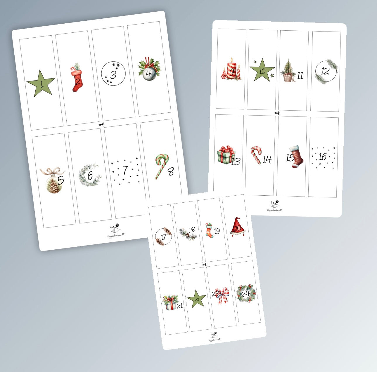 DIY Schoko-Adventskalender, Geschenk, Weihnachtsgeschenk, kleine Aufmerksamkeit, Druckvorlage, PDF-Datei