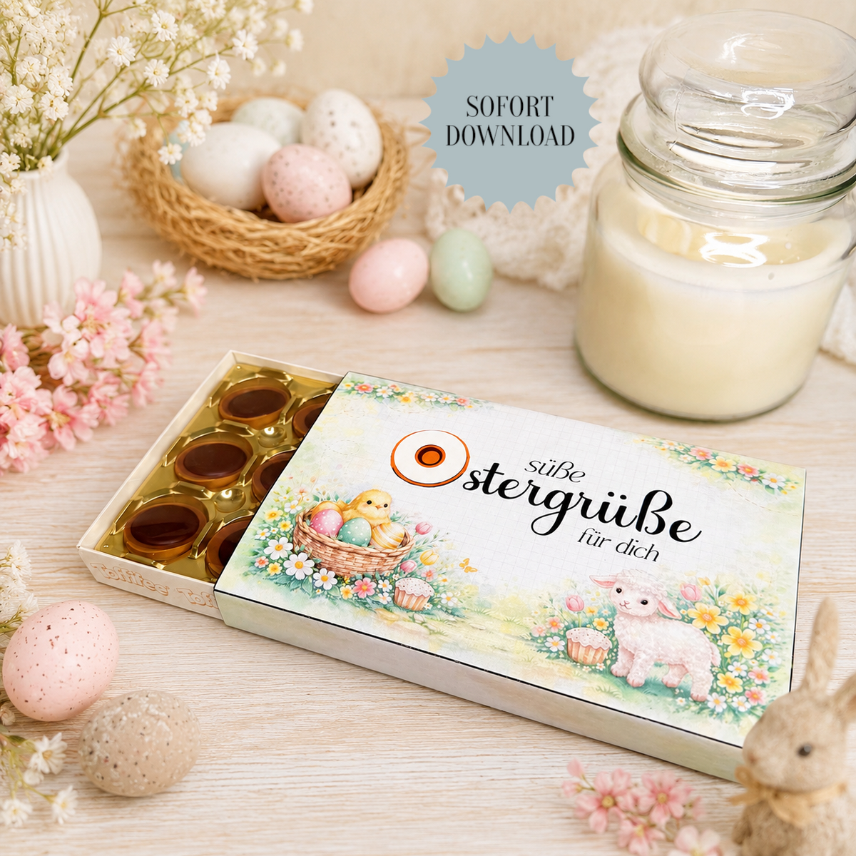 Geschenk zu Ostern, Toffifee-Banderole, kleine Aufmerksamkeit, Druckvorlage, Sofort-Download,  Last-Minute-Geschenk, PDF-Datei
