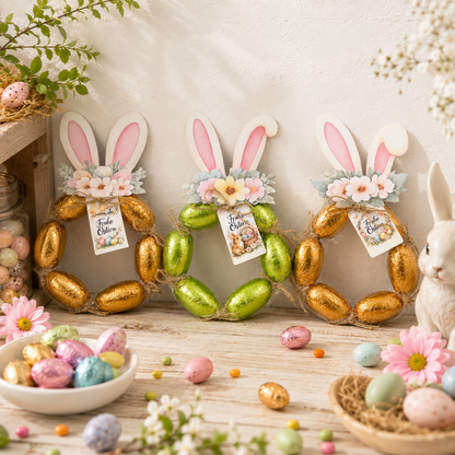 Geschenk zu Ostern, Hasenohren und Geschenkanhänger, Osterschokokränze, kleine Aufmerksamkeit, Druckvorlage, Sofort-Download,  Last-Minute-Geschenk, PDF-Datei