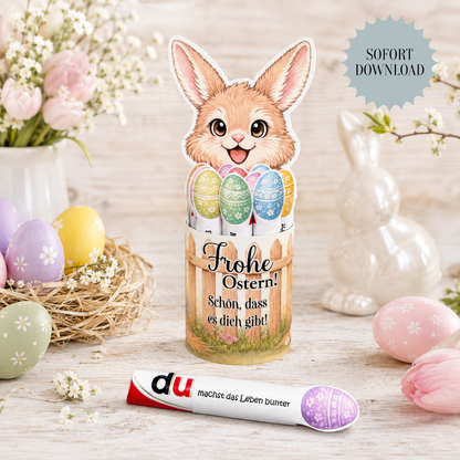 Geschenk zu Ostern, Duplo-Banderole, Osterhäschen, kleine Aufmerksamkeit, Druckvorlage, Sofort-Download,  Last-Minute-Geschenk, PDF-Datei