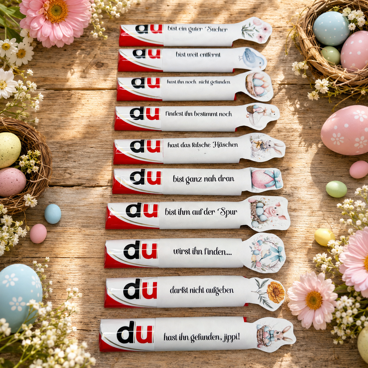 Geschenk zu Ostern, Duplo-Banderole, für 10er Duplo-Packung, Osterhasensuche, kleine Aufmerksamkeit, Druckvorlage, Sofort-Download,  Last-Minute-Geschenk, PDF-Datei