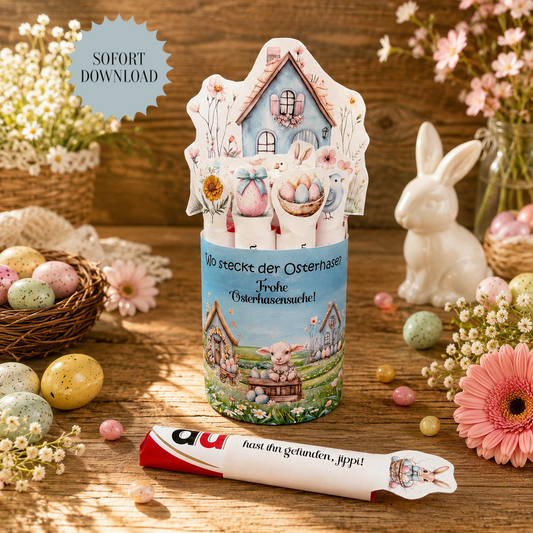 Geschenk zu Ostern, Duplo-Banderole, für 10er Duplo-Packung, Osterhasensuche, kleine Aufmerksamkeit, Druckvorlage, Sofort-Download,  Last-Minute-Geschenk, PDF-Datei