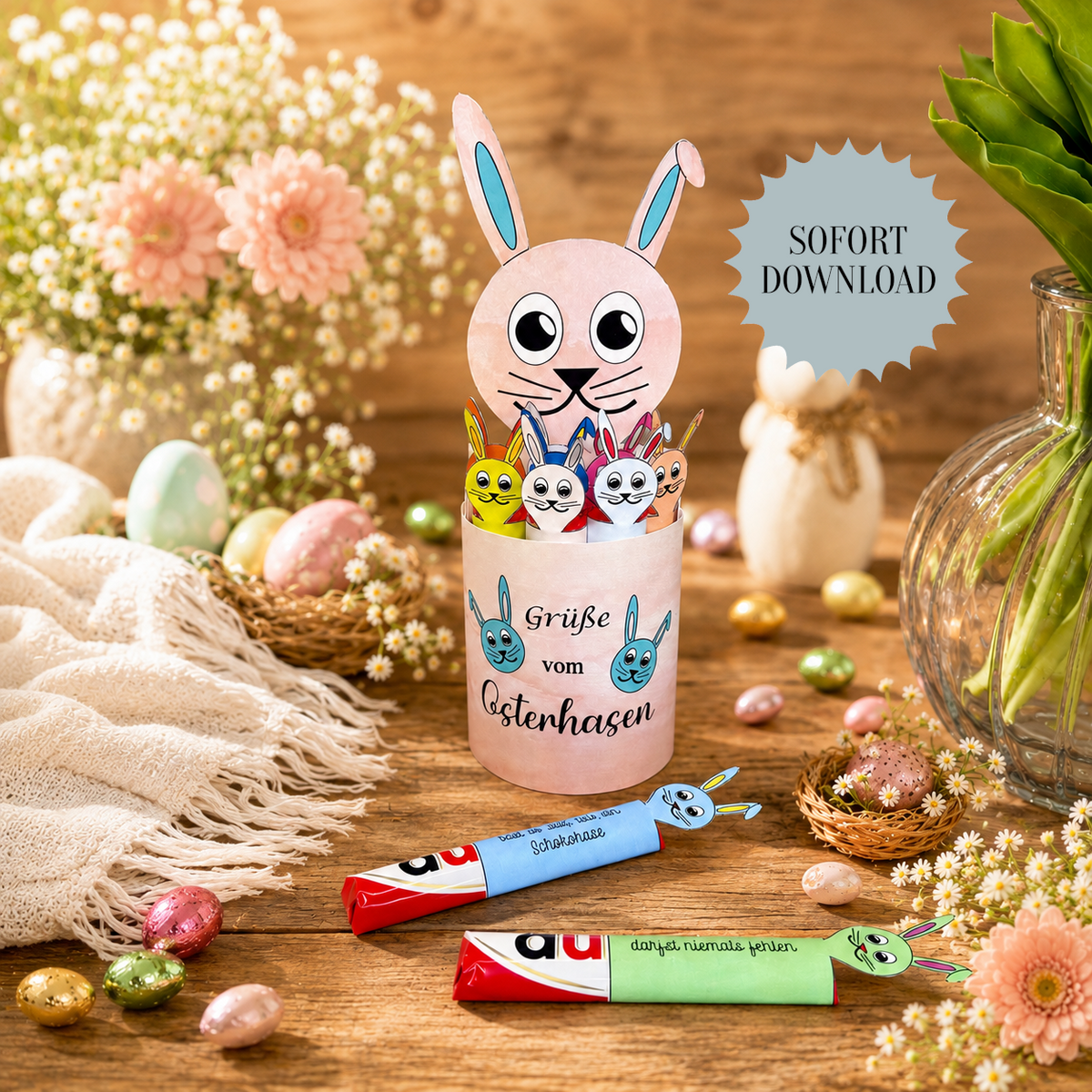 Geschenk zu Ostern, Duplo-Banderole, für Kinder, kleine Aufmerksamkeit, Druckvorlage, Sofort-Download,  Last-Minute-Geschenk, PDF-Datei
