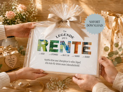 Geschenk Rente, Pension, Geldgeschenk, Druckvorlage, Sofort-Download,  PDF-Datei