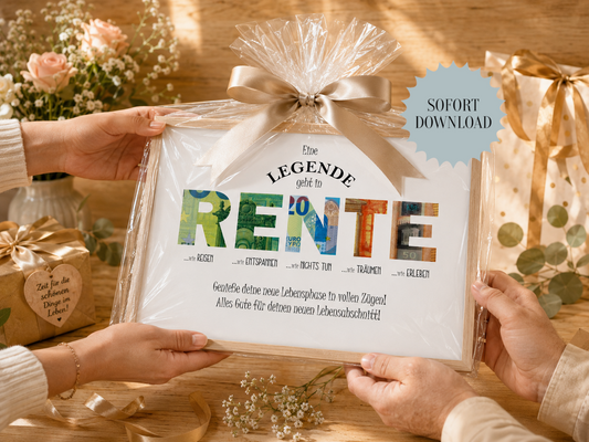 Geschenk Rente, Pension, Geldgeschenk, Druckvorlage, Sofort-Download,  PDF-Datei