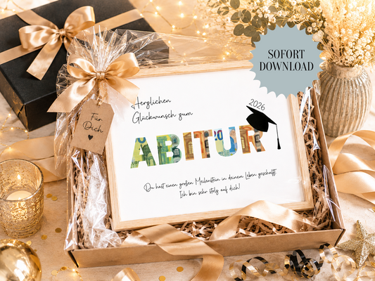 Gratulation zum bestandenen Abitur, 2026, Geschenk für die Abschlussprüfung, Abitur, Geldgeschenk, Druckvorlage, PDF, "Ich"