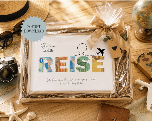 Geschenk für "eure" nächste Reise, Urlaub, Geldgeschenk, Geburtstag,  Druckvorlage, Sofort-Download, PDF-Datei