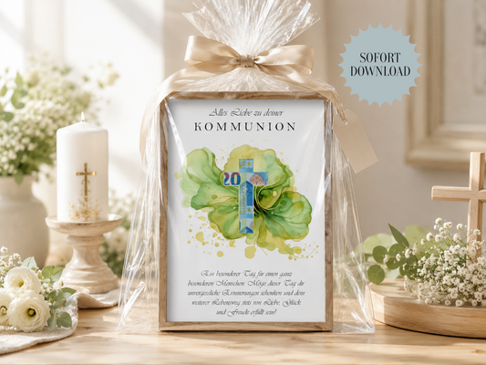 Geschenk zur Kommunion, Geldgeschenk, Druckvorlage, Sofort-Download,  PDF-Datei