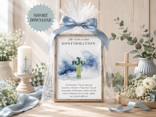 Geschenk zur Konfirmation, Geldgeschenk, Druckvorlage, Sofort-Download,  PDF-Datei