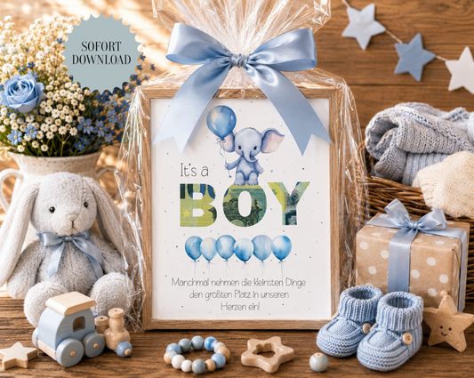 Geldgeschenk Babyparty, Geburt, Junge, Druckvorlage, Geschenk, Sofort Download, Last-Minute-Geschenk, PDF-Datei