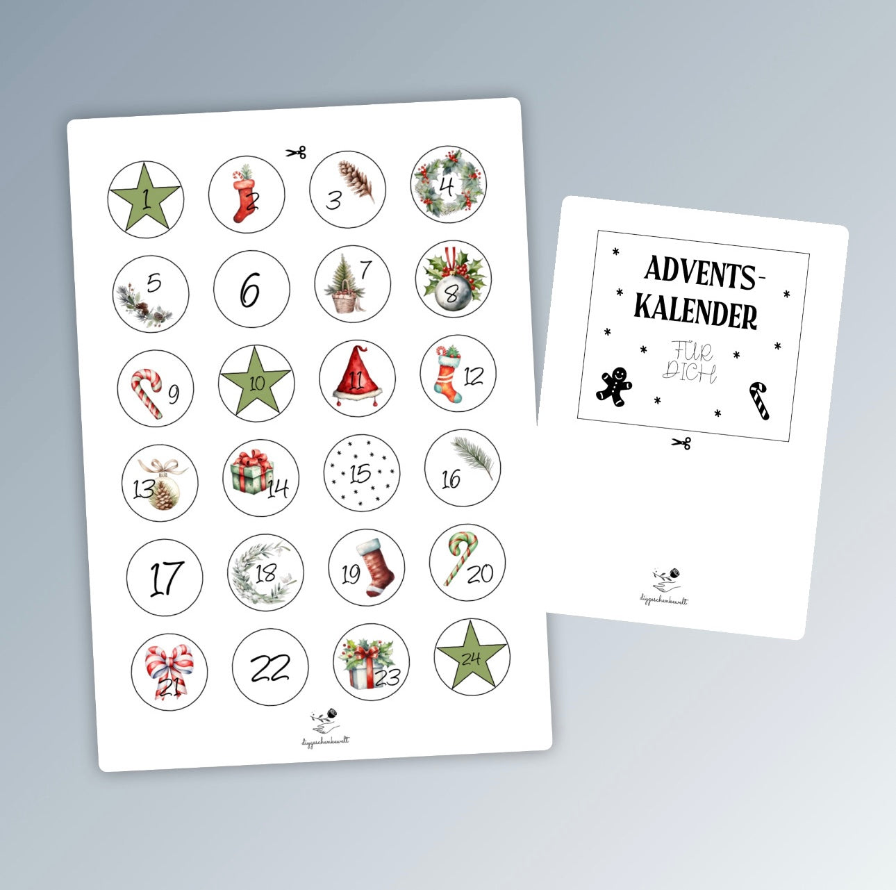 Adventskalender mit Streichholzschachteln, kleines Geschenk, Adventsgeschenk, Weihnachtsgeschenk, Kalender, kleine Aufmerksamkeit, Druckvorlage, PDF-Datei