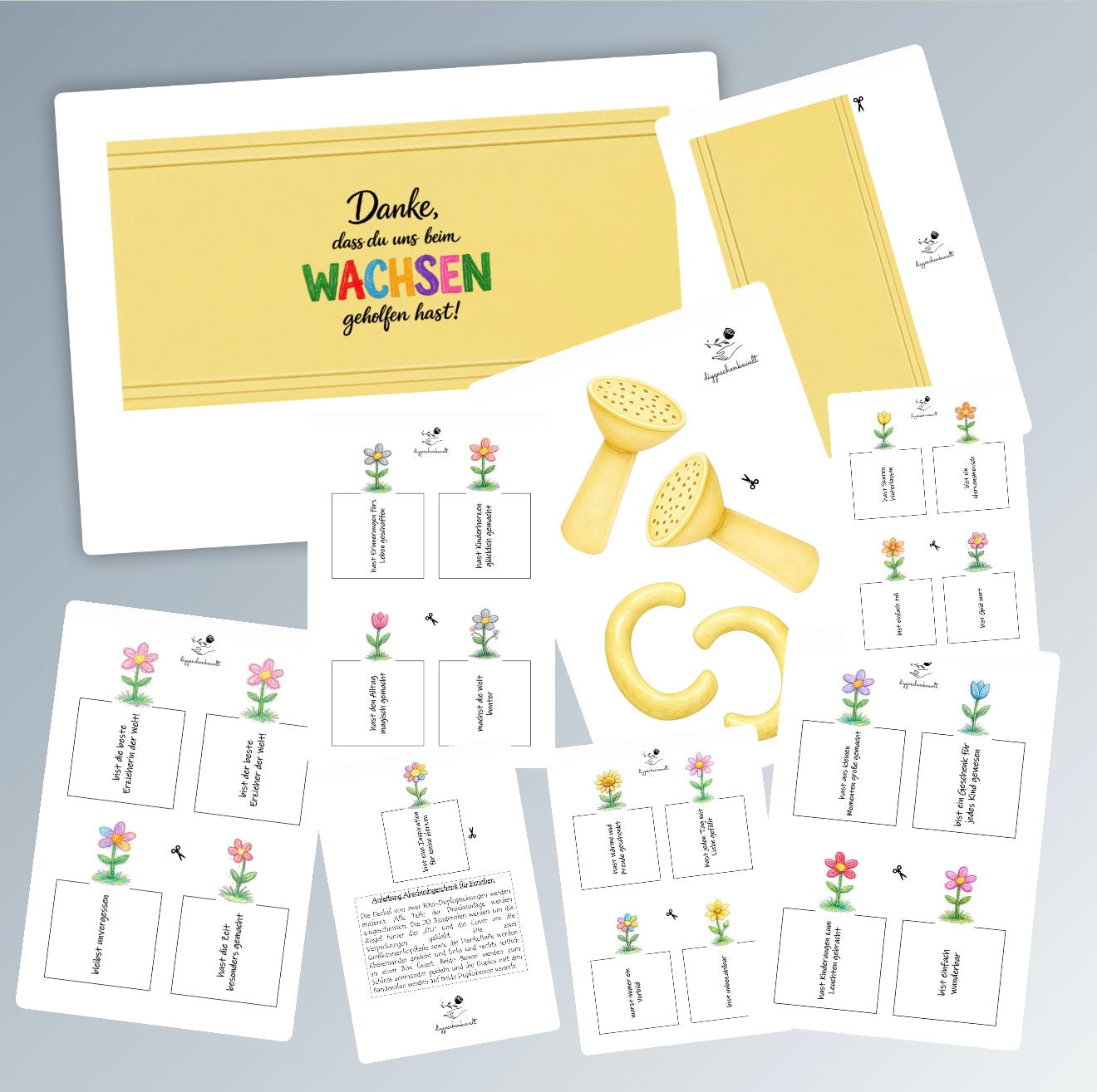 Abschiedsgeschenk für Erzieher/innen, Duplo-Banderole, kleine Aufmerksamkeit, Druckvorlage, Sofort-Download, Last-Minute-Geschenk, PDF-Datei