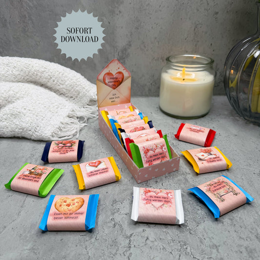 Valentinstag Geschenk, Ritter Sport, 8 Gründe, warum ich dich liebe, Druckvorlage, Sofort-Download,  Last-Minute-Geschenk, PDF-Datei